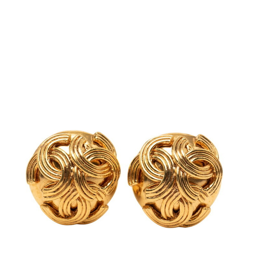 CHANEL Vintage Gold Logo Earrings